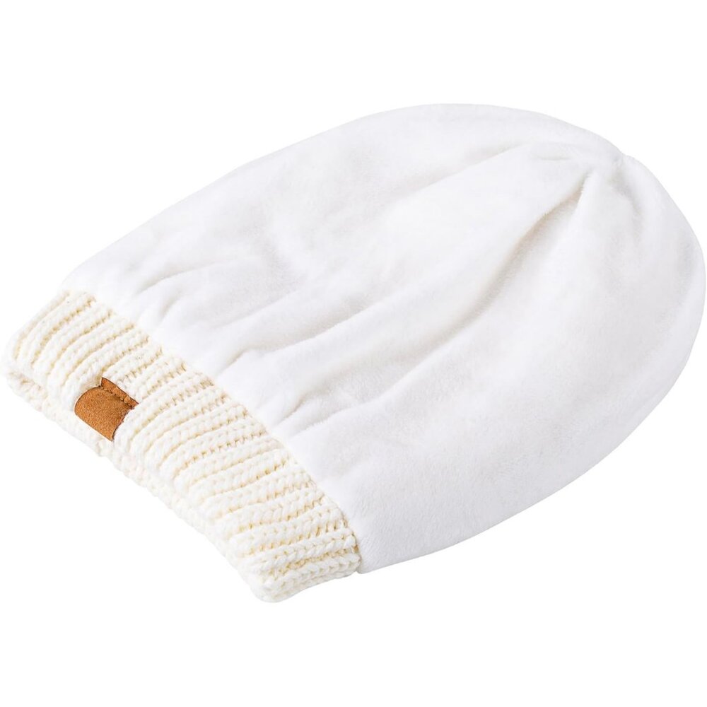 Women's Slouchy Light Purple Beanie Winter Warm Chunky Skull Cable Knit Hat Cap - Picture 2 of 4